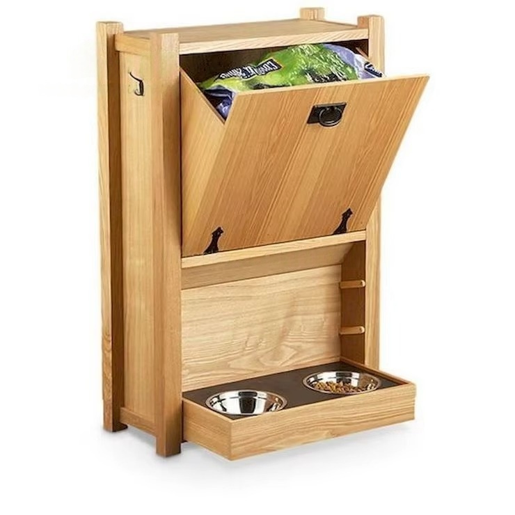 Wooden Pet Food Container Distributor Storage Cabinet Storage Containers Storing Food