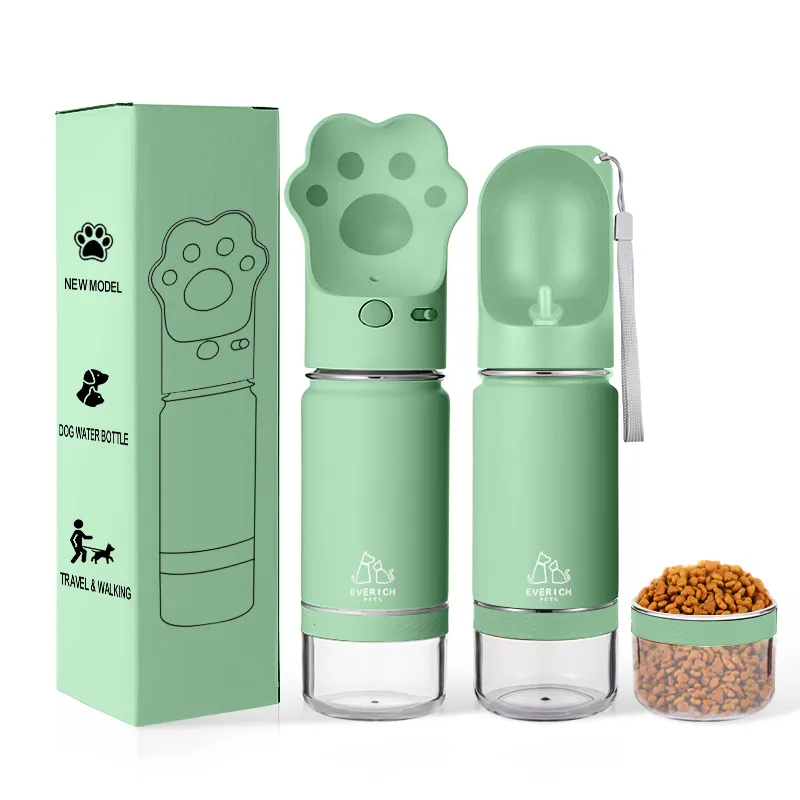 Wholesale Outdoor Leakproof Portable Puppy Pet Travel Water Bottle Feeder, 2-in-1 Drinking and Feeding Dispenser for Dogs Cats