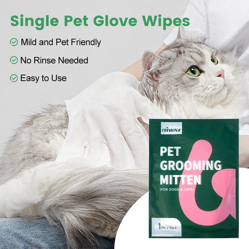 Deodorizing Portable Individually Packaged Pet Cleaning Gloves for Daily Body Grooming Cleaning