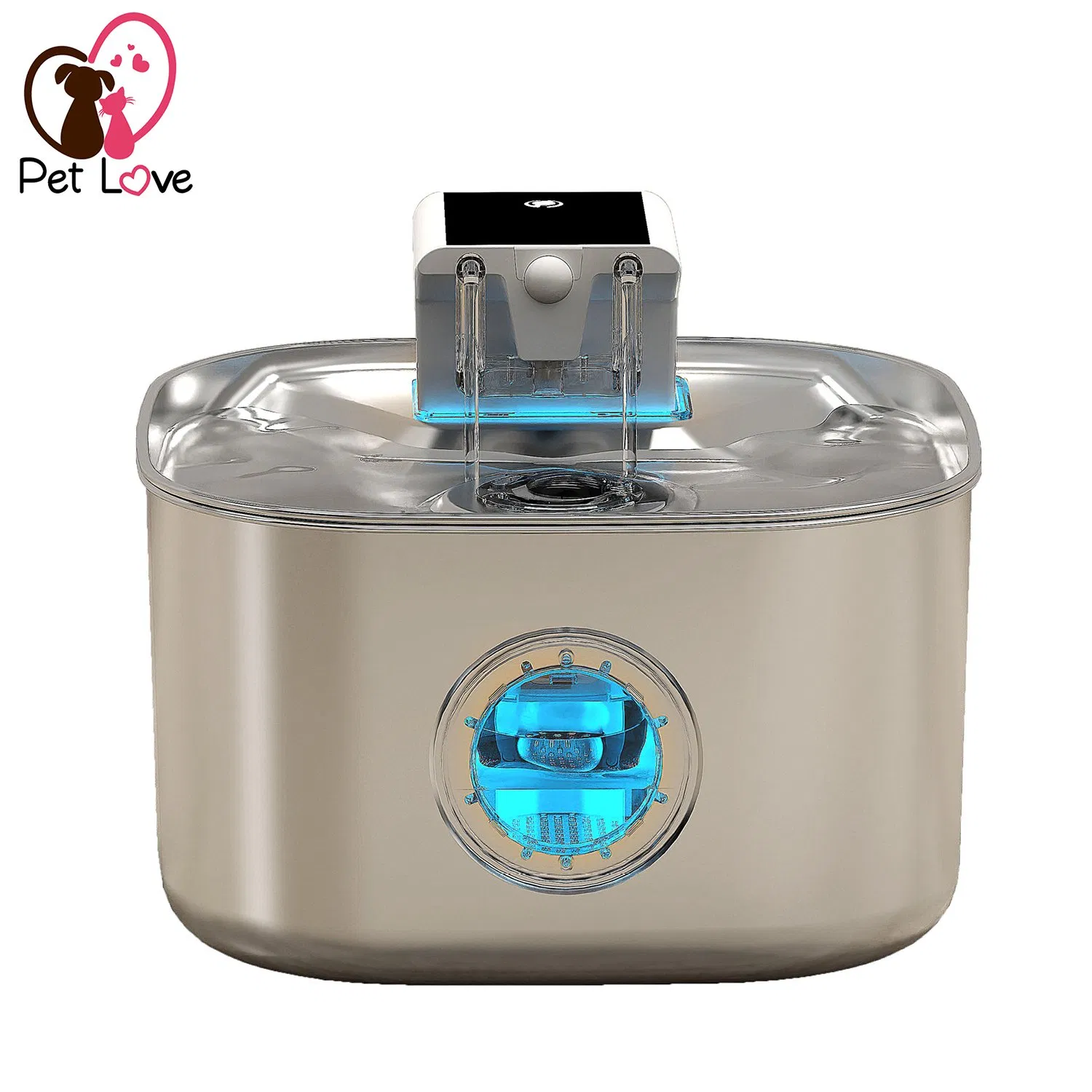 Large Capacity Stainless Steel Pet Water Fountain Wireless Rechargeable Design