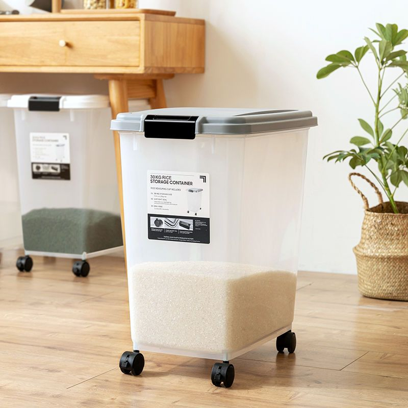 Eco-Friendly Wholesale Large Capacity Price BPA-Free Plastic Pet Cat Dog Food Container Airtight Rice Storage Box with Wheels