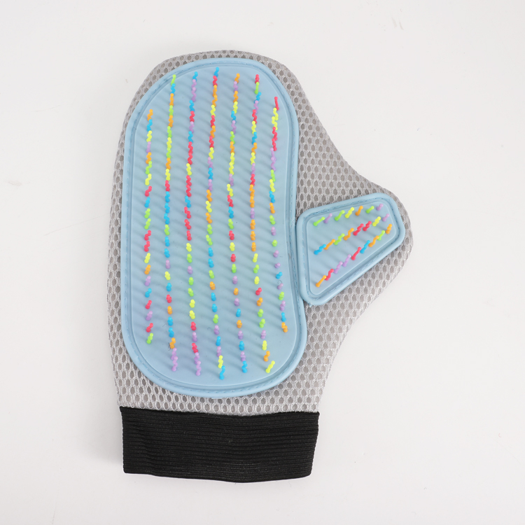 Animal Grooming Dog Hair Removed Cleaning Glove Silicone Rubber Pet Bath Brush with Plastic Teeth