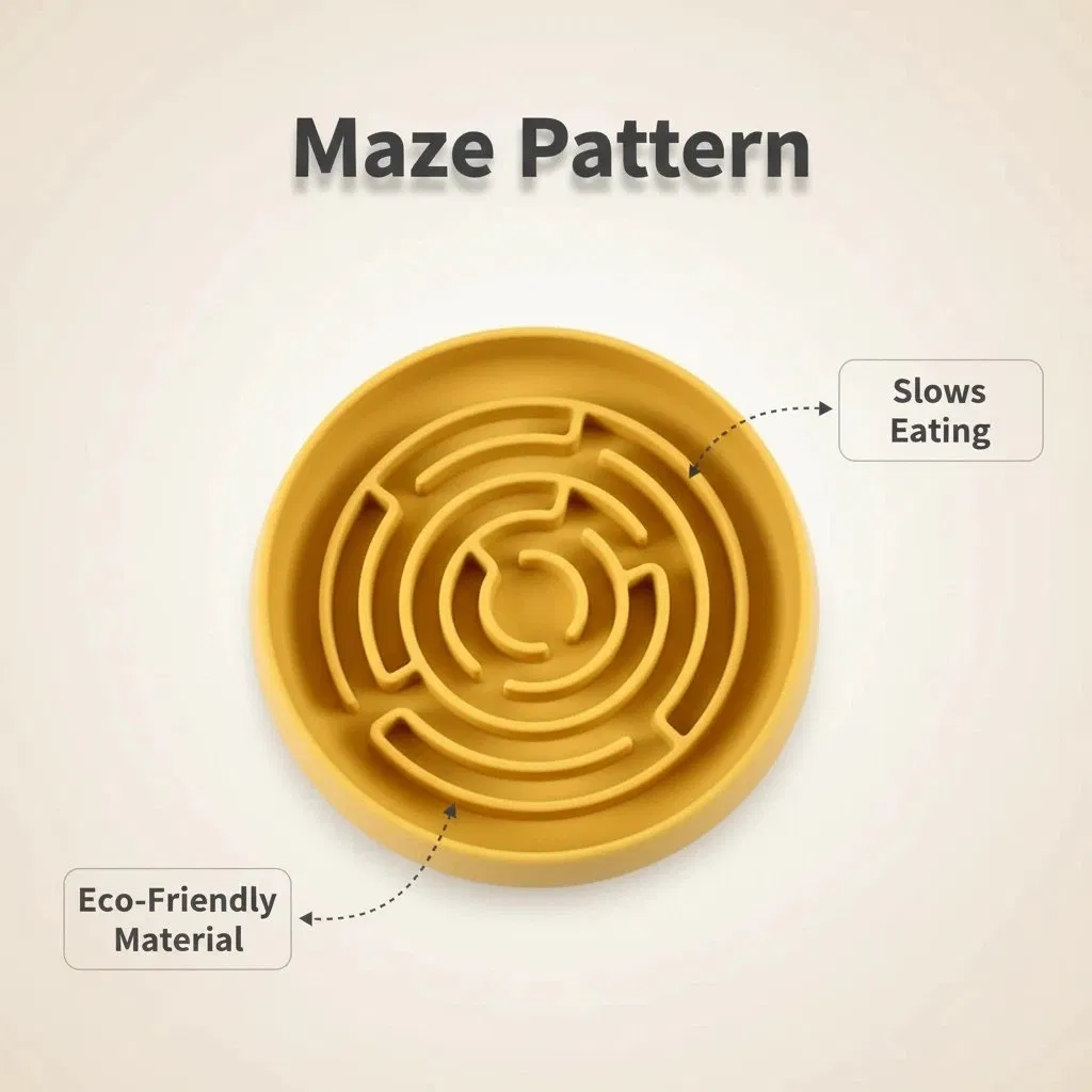 Non-Slip Slow Feeder Dog Bowl, Eco-Friendly Maze Puzzle Feeder Wholesale FDA Food Grand Silicone Pet Plate Dog Dishes