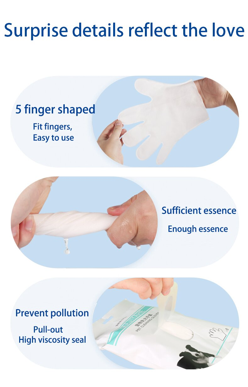 Customized Pet Grooming Gloves Wipes for Dogs and Cats
