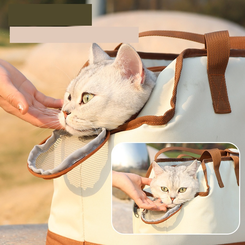 Brown and White Expandable Pet Carrier Pet Product for Easy Travel
