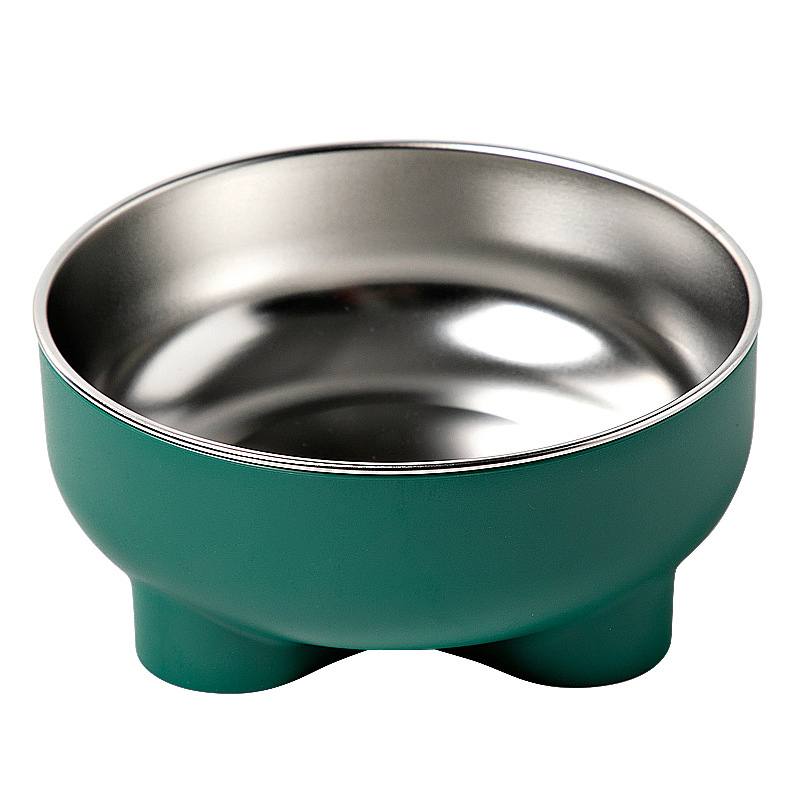 Stainless Steel Tilted Raised Cat Food Bowl Four-Leaf Clover Design Feeder Pet Food Water Bowl for Small Dogs Puppy