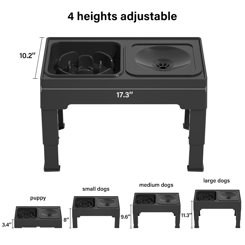 Pet Feeder Desk Slow Anti Gulp Raised Dog Bowl Non-Slip Elevated Dog Bowl Stand