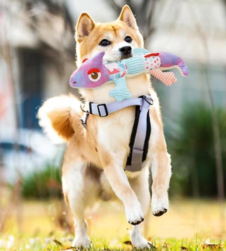 Hot-Selling Interactive Teething-Cleaning Color-Changing Chameleon Plush Squeaky Pet Chew Toy