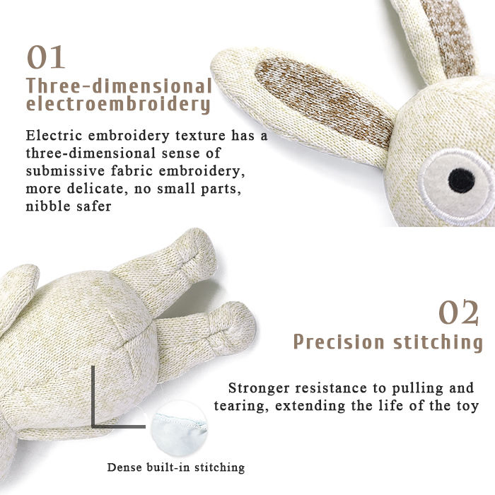 Pet Toys Manufacturers Rabbit Soft Stuffed Chew Squeaky Luxury Custom Bunny Plush Toy Small Knit Dog Toy