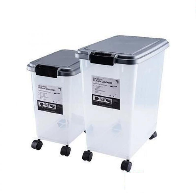 Eco-Friendly Wholesale Large Capacity Price BPA-Free Plastic Pet Cat Dog Food Container Airtight Rice Storage Box with Wheels