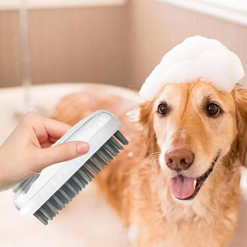 Dog Bath Brush Fine Comb Tooth Puppy Massage Brush for Healthy Fur Cleaning Brush Dog Scrubber Shampoo Dispenser Pet Grooming Supply