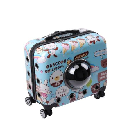 Pet Dog Trolley Cart Portable Outdoor Cat Dog Carrier Bag Travel Wheeling Suitcase for Pet Travel Transparent Case