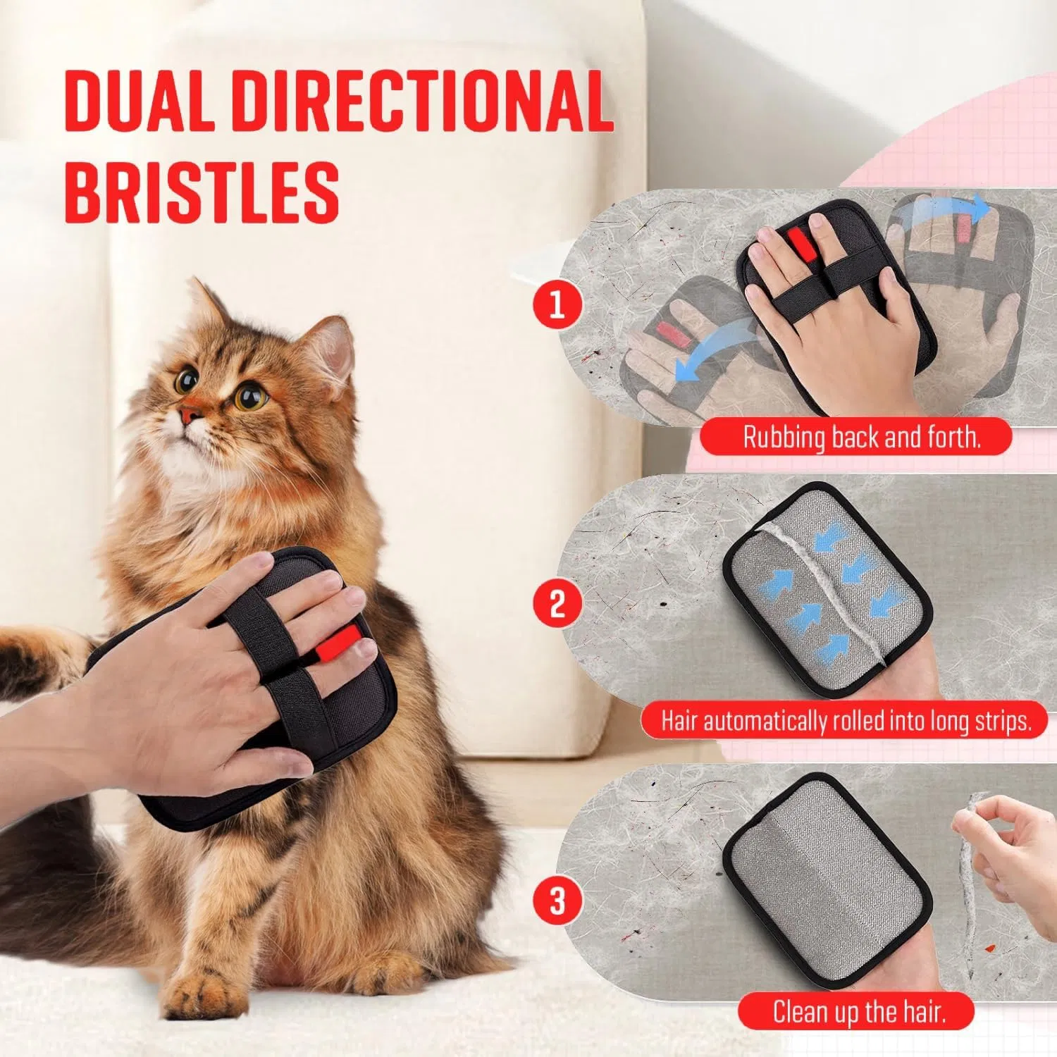 High Quality Pet Hair Removal Glove Electrostatic Hair Remover Grooming Pet Gloves Hair Removal Brush