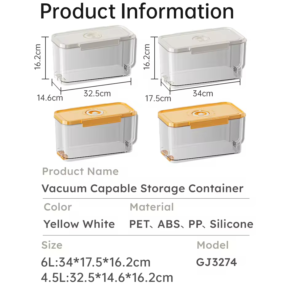 Fruit Vegetable Meat Pet Dog Cat Food Kimchi Storage Box 4.5L 3.5kg 6L 5kg Rice Vacuum Airtight Container with Time Compass