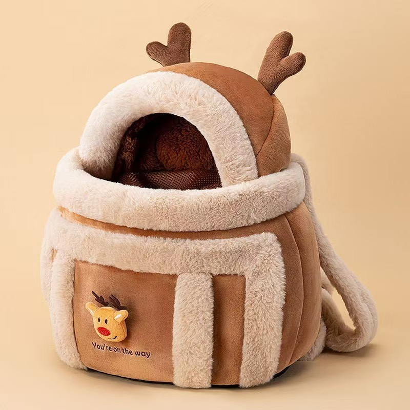 Cozy Fleece Lined Pet Bubble Carrier for Winter Travel