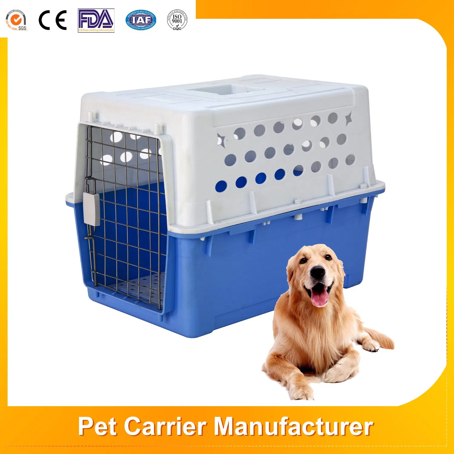 Portable Cat Carrier Airline Approved Large Plastic Pet Dog Cat Kennel Crate Pet Travel Carrier