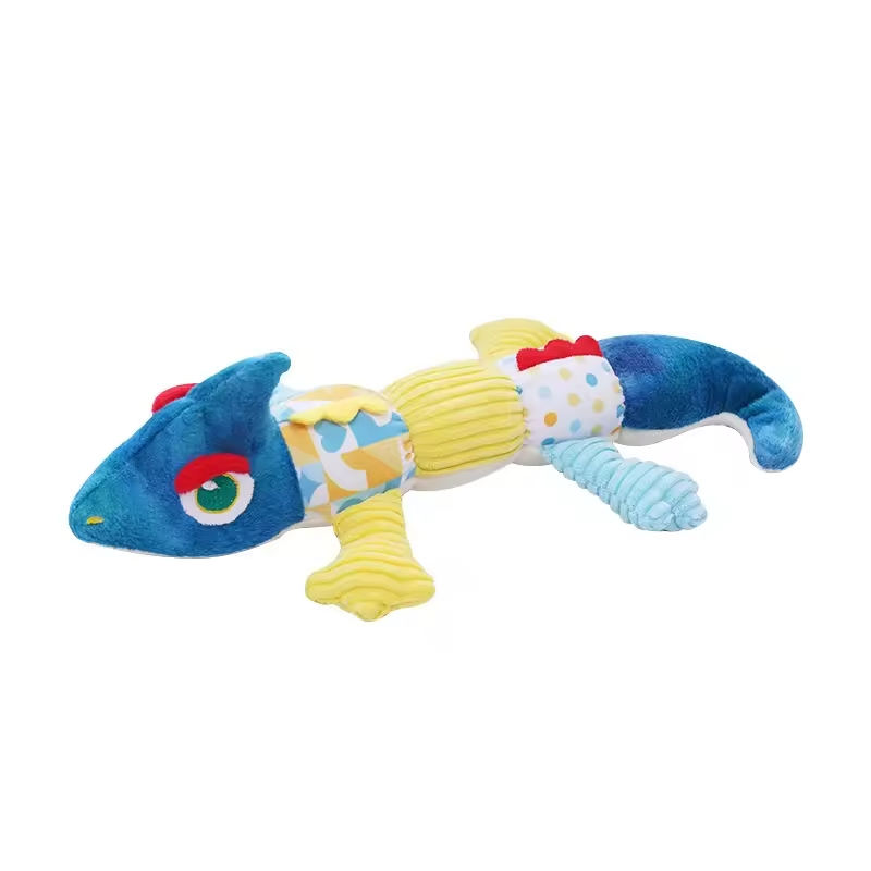 Hot-Selling Interactive Teething-Cleaning Color-Changing Chameleon Plush Squeaky Pet Chew Toy