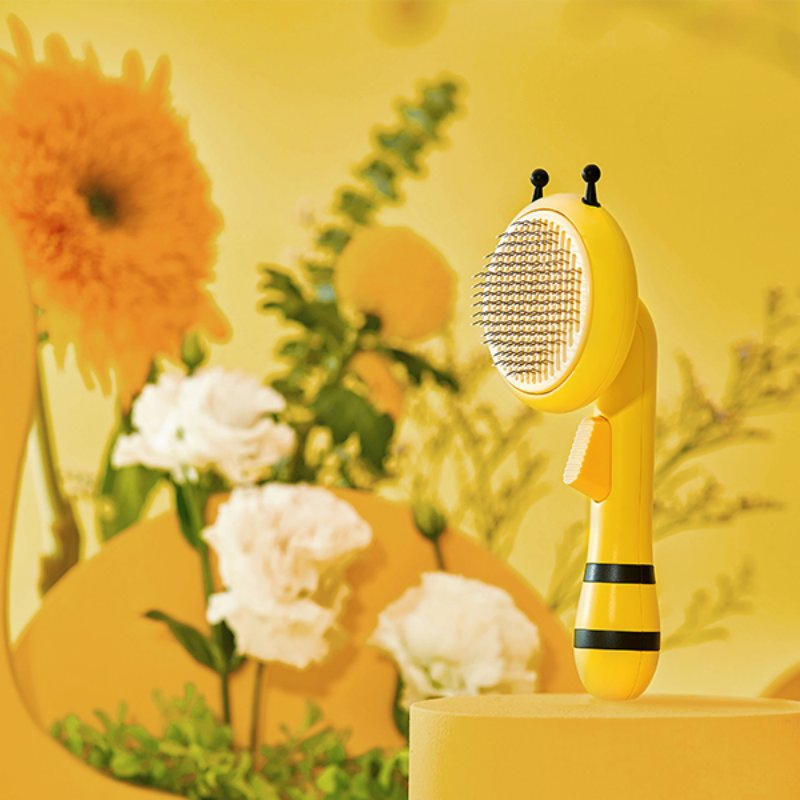 Bee Shape Pet Grooming Brush Self Cleaning Cat Brush Pet Hair Remover