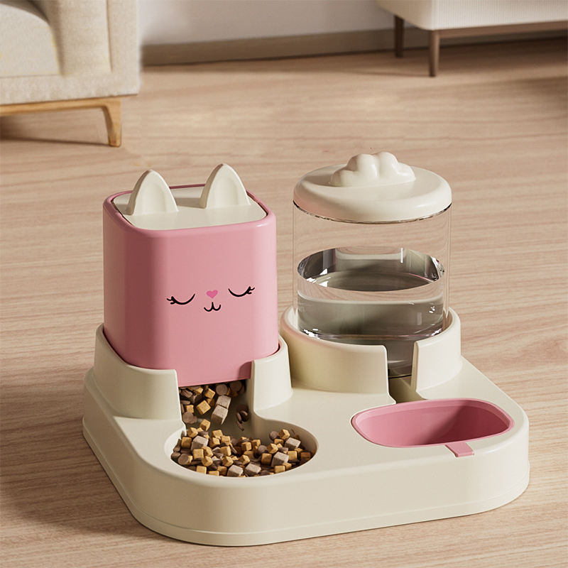 Automatic Dog Cat Feeder and Water Dispenser Gravity Food Feeder and Waterer Set Pet Food Bowl for Puppy Kitten Large Capacity