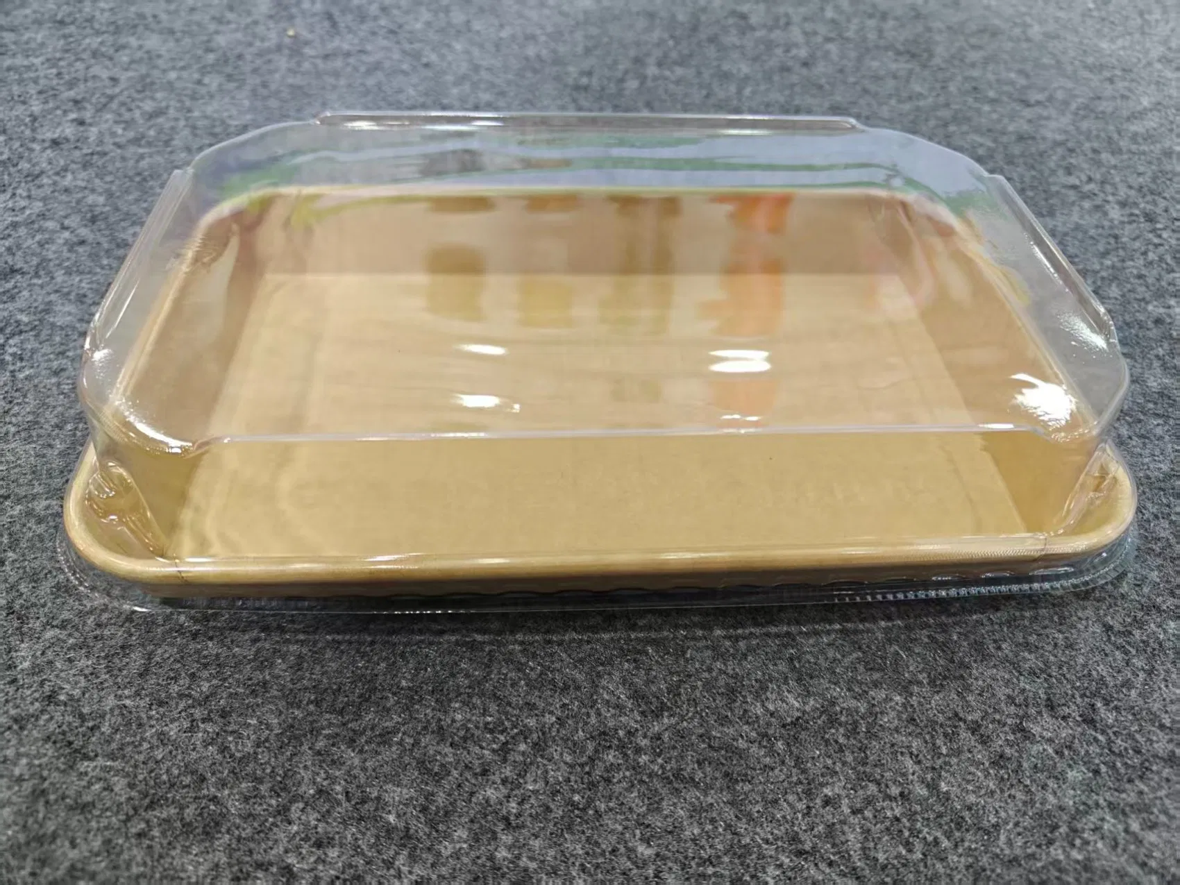 Hot Sale Rectangular Paper Food Bowl with Clear Dome Pet Lid