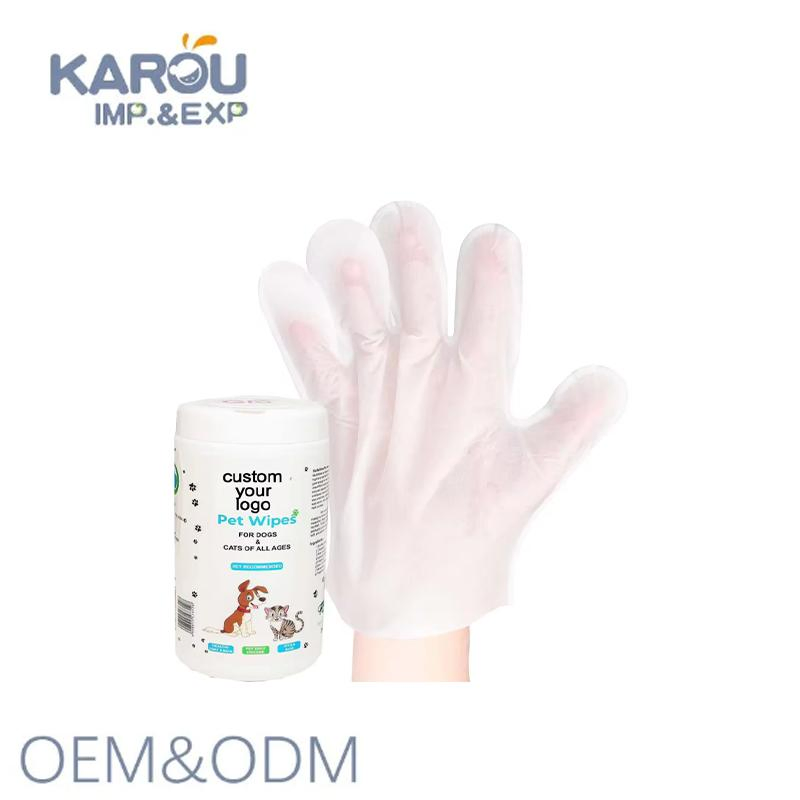 Pet Cleaning Glove Wipes Biodegradable Pet Grooming Glove Wipes Custom Logo Disposable