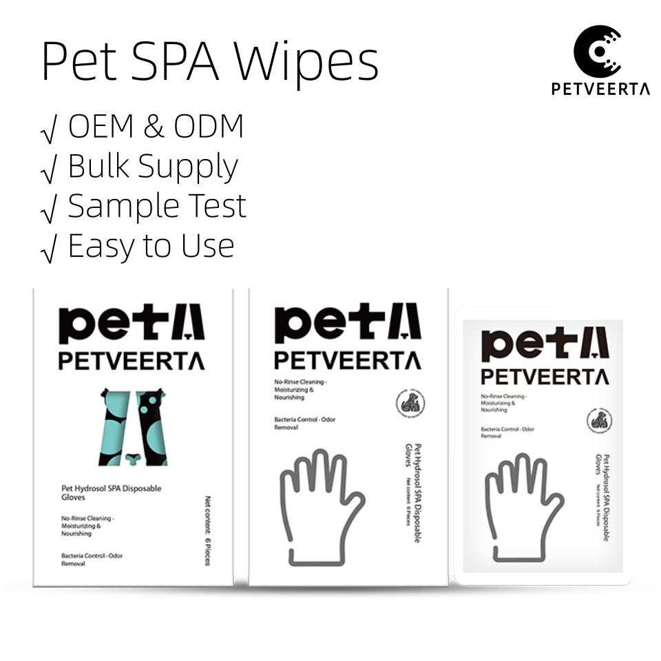 Natural Hydrosol Pet Cleaning Gloves Waterless SPA Grooming for Dogs and Cats