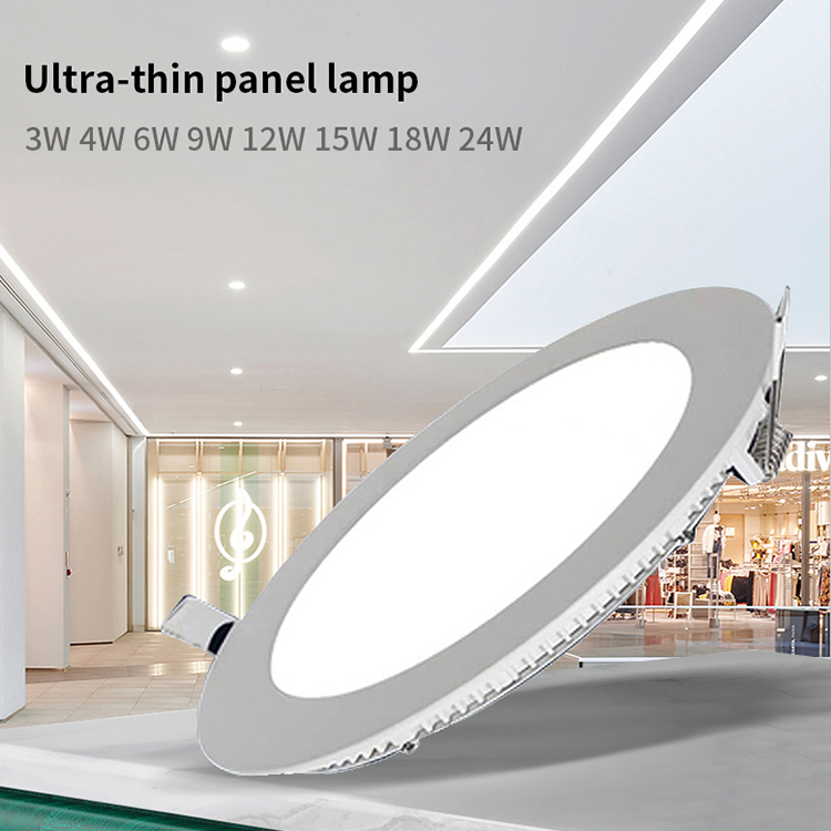 Indoor Ceiling 24W LED Slim Aluminum Square Round Commercial LED Panel Lighting