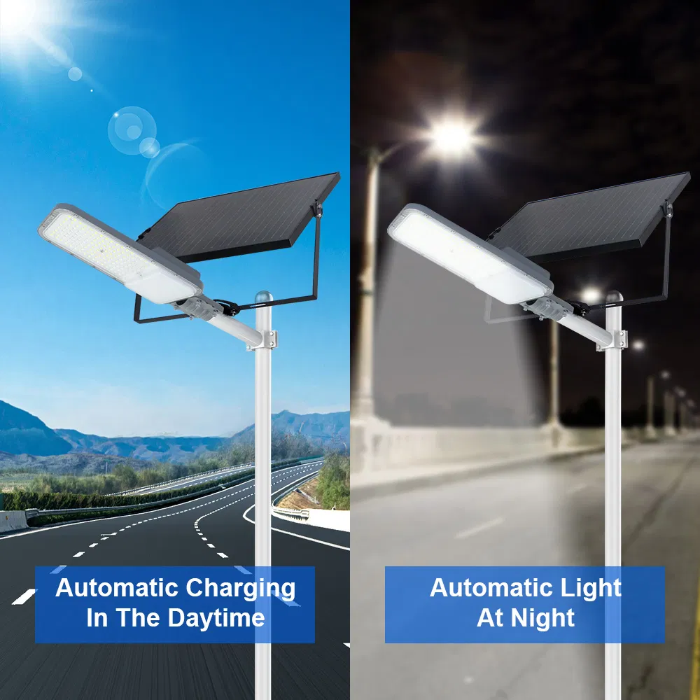 High Quality Model High Lumen 100W 200W 300W Smart Solar Street Rechargeable LED Light with Monocrystalline Solar Panel