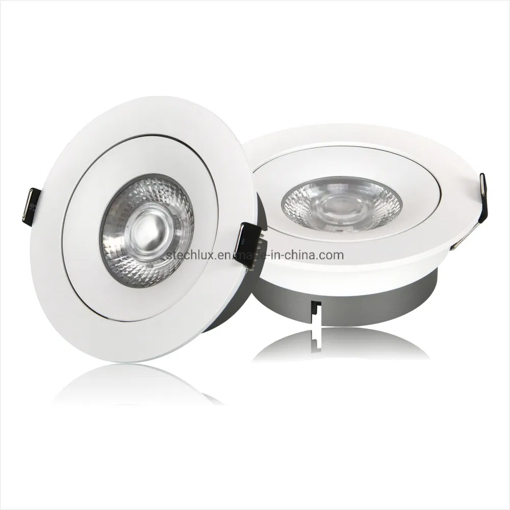 AC220-240V Dimmable Recessed Spot Down Light Directional Adjustable 7W COB LED Panel Light Round