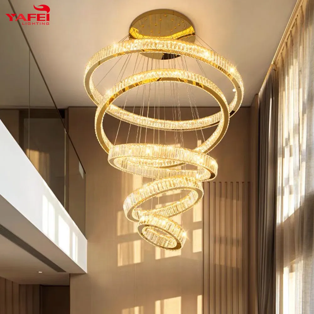 Contemporary Luxury Modern Chandelier Decoration Indoor Large Circle LED Crystal Lighting