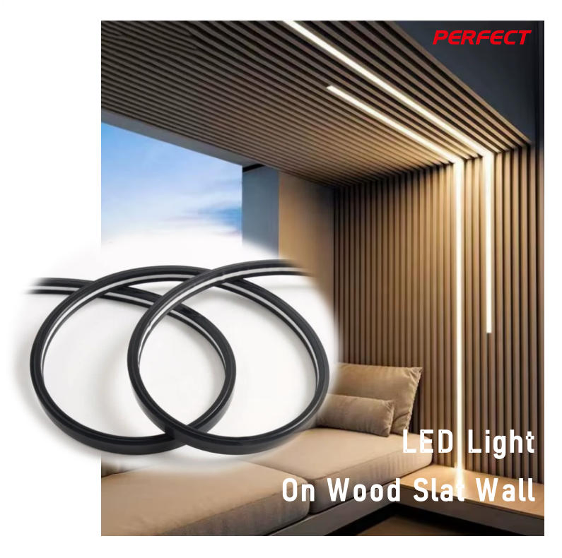 Smart APP Control LED Full Back Neon Light for The Wall Wood Foam Acoustic Slat Panels