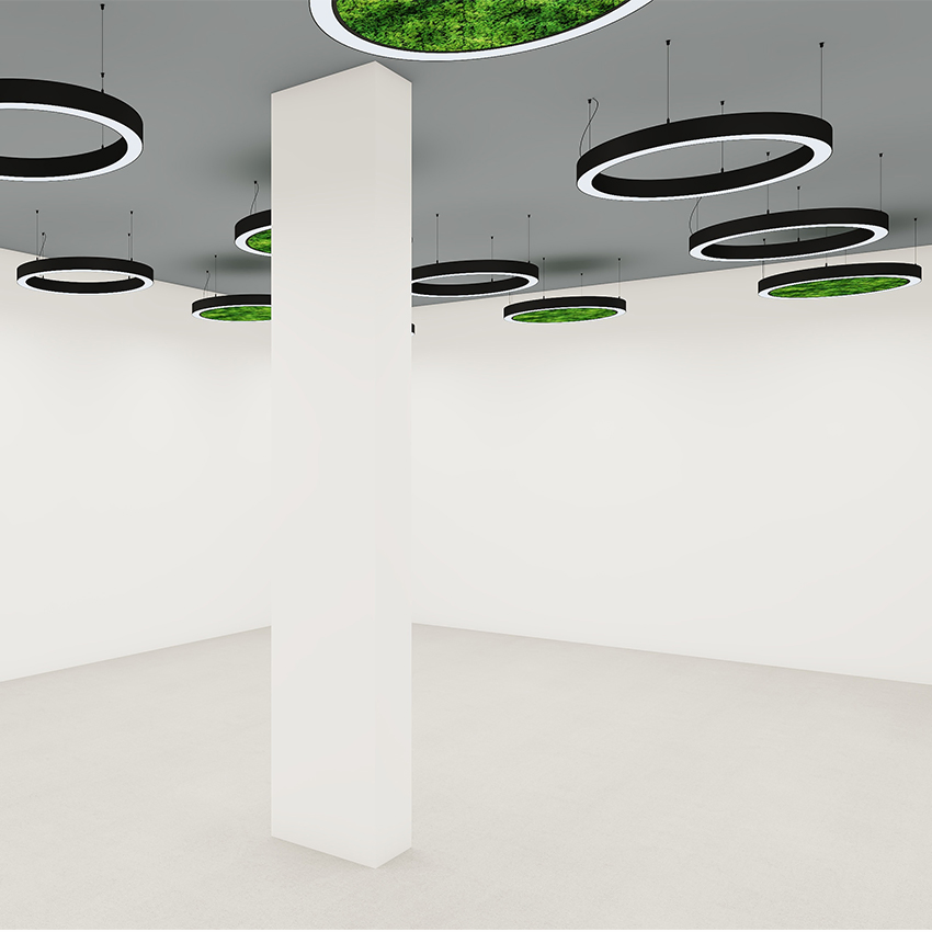 Great Quality 4FT Cutting Pet Panel Dimmable LED Pendant Lights Green Moss Acoustic Luminaries for Restaurant