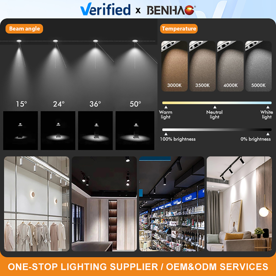 Wholesale Indoor COB LED Spotlight Adjustable Track Lighting for Commercial Interiors