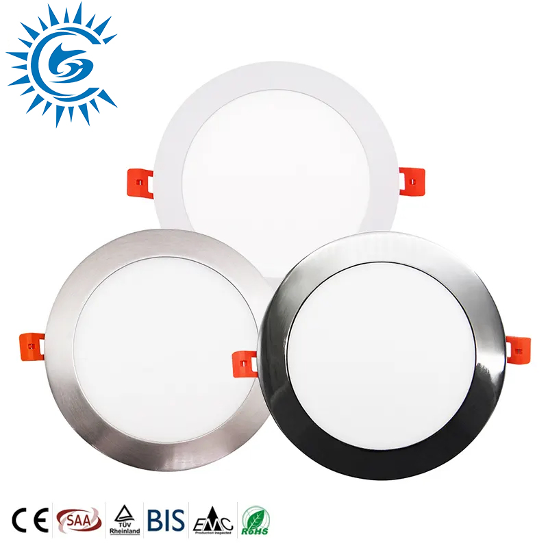 Black Chrome Ultra-Thin 3CCT Dimmable AC85-265V 3W 6W 9W 12W 18W 20W 24W Round Recessed Ceiling Light LED Panel Light