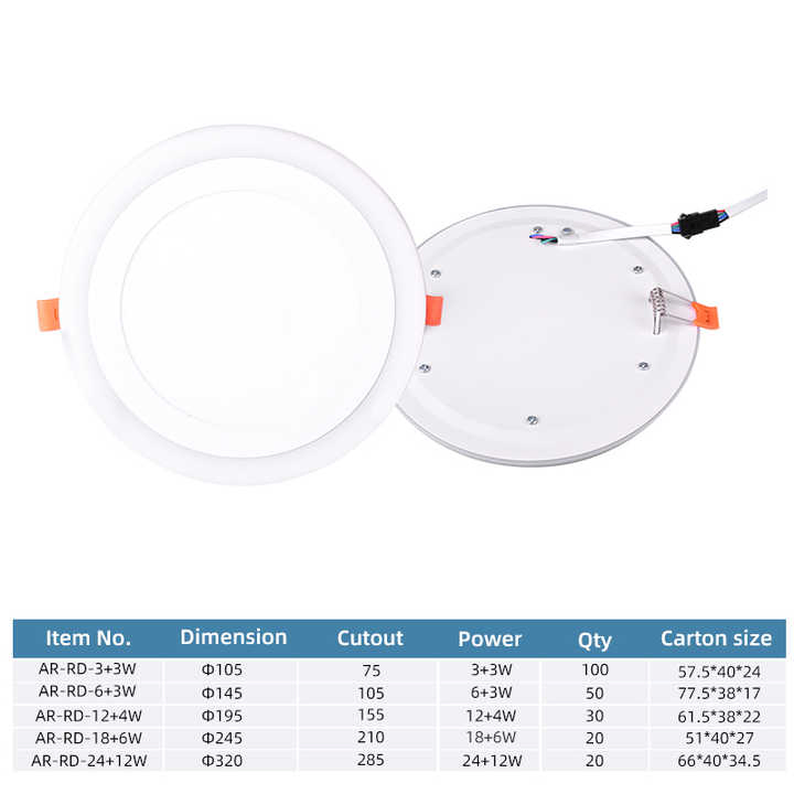 Home Office Modern Round Double Color Ceiling LED Lamp Surface Mounted LED Panel Light
