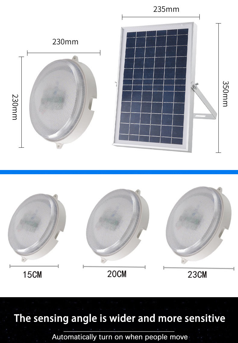 Camping Home Bedroom Surface Mounted Solar Panel Motion Sensor Smart Lamp Indoor LED Ceiling Light