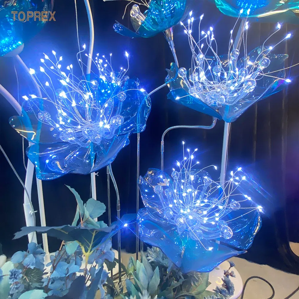 Toprex Large Romantic Stunning Dreamy Blue Floral Art Light Wedding Centerpiece Decoration LED Lighting