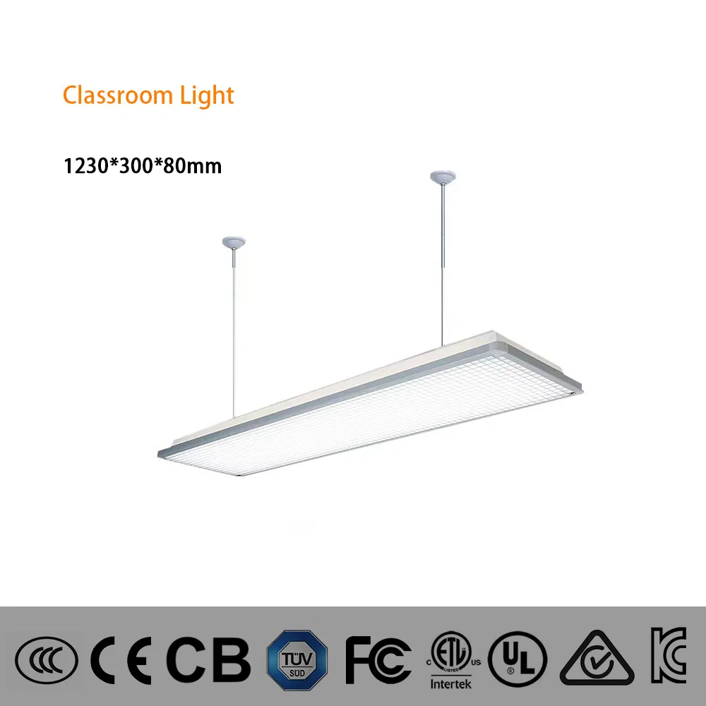 LED Ceiling Panel Lamp Back Lit LED Panel Light Flicker Free Eyes Protect Educational Lighting for School Classroom 1230*300*80mm Ugr Less Than 19