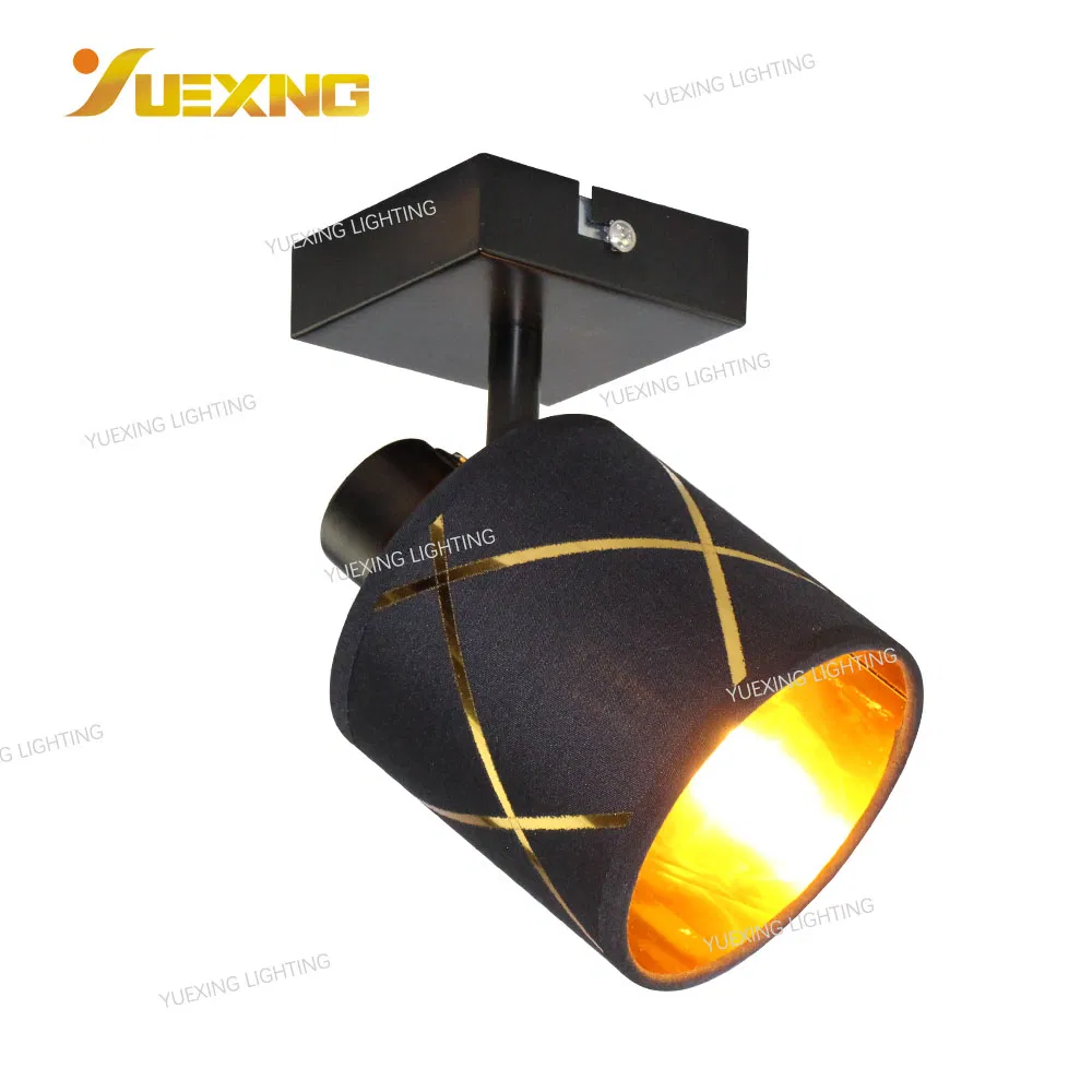 Factory Best Selling E14 LED Lighting Custom 220V 240V EMC/GS/RoHS/BSCI Round Cloth Black Metal Indoor Lamp Fixture Iron Spot Wall Light /Lighting/Luminaire