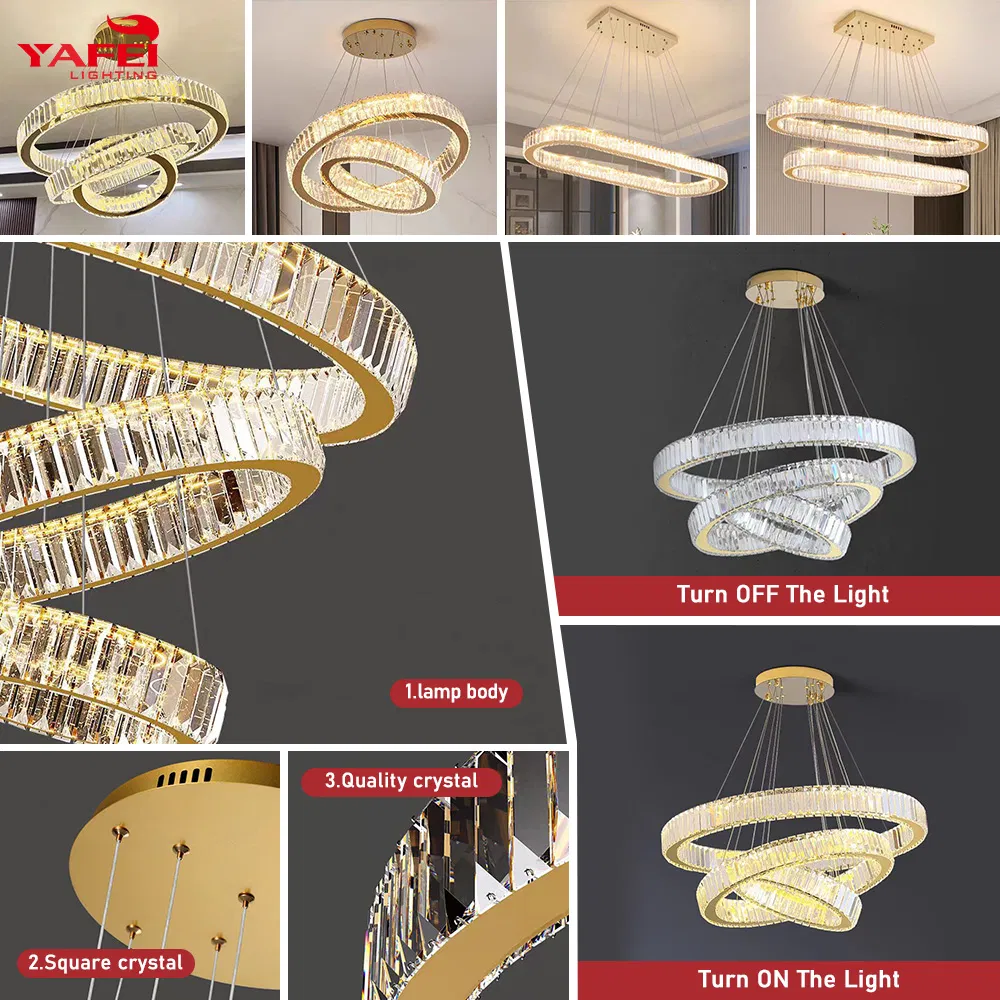 Contemporary Luxury Modern Chandelier Decoration Indoor Large Circle LED Crystal Lighting