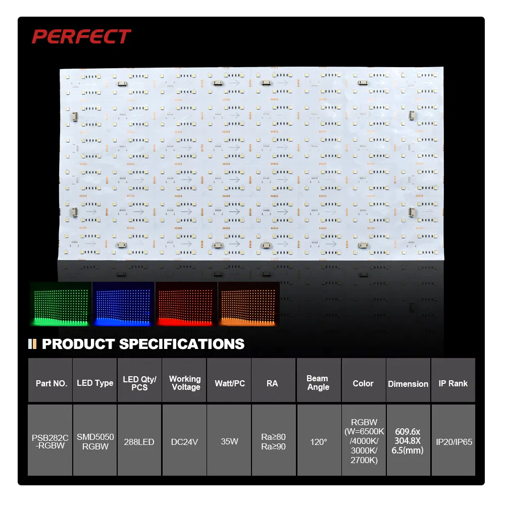 DC24V SMD5050 RGBW 288LED Dimmable RGBW Wi-Fi LED Board Light Backlit Stone Paper Thin LED Sheet Light Custom Size Flex Panel