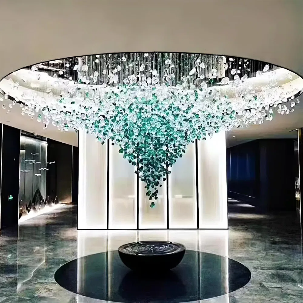 Indoor Decoration Hall Ballroom Hotel Engineering Crystal Large LED Chandelier Custom Lighting