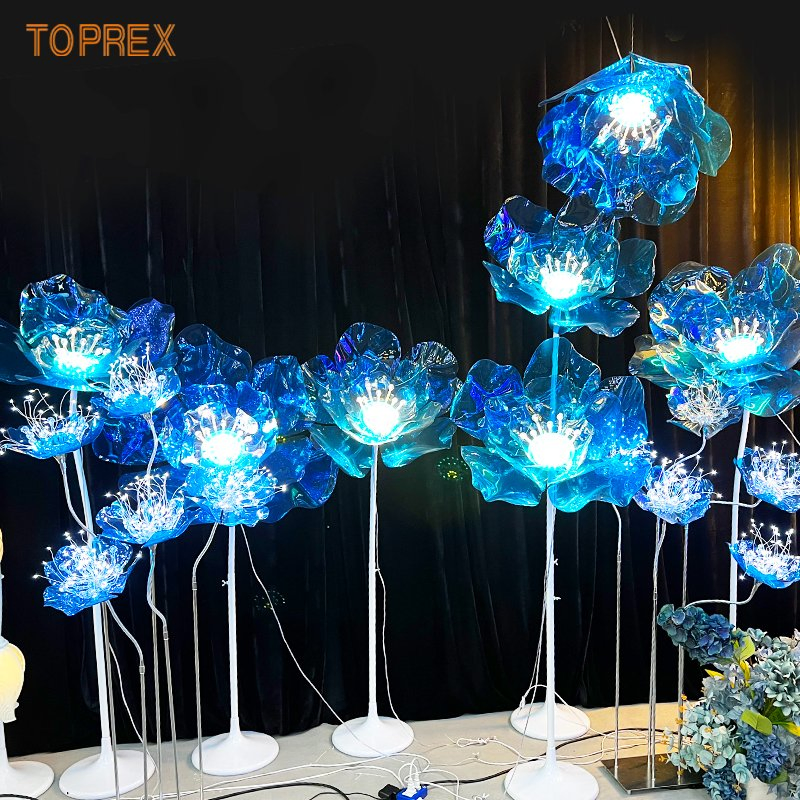 Toprex Large Romantic Stunning Dreamy Blue Floral Art Light Wedding Centerpiece Decoration LED Lighting