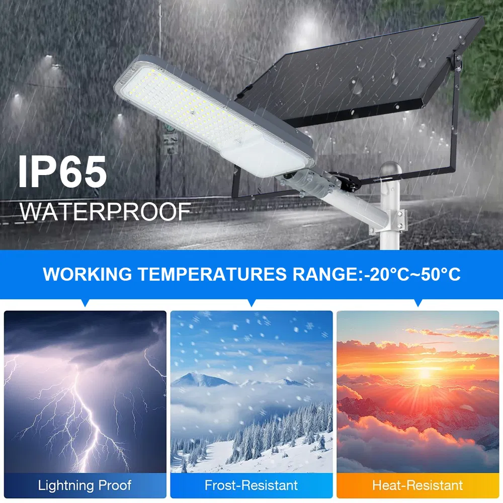 High Quality Model High Lumen 100W 200W 300W Smart Solar Street Rechargeable LED Light with Monocrystalline Solar Panel