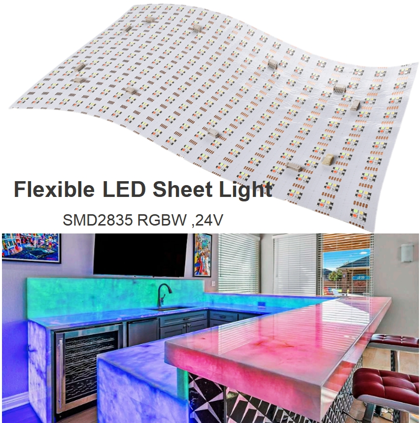 Factory Direct High Quality Light Cuttable SMD2835 LED Light Panel Backlight Sheet RGBW 24V for Kitchen Backlit Onyx Countertop