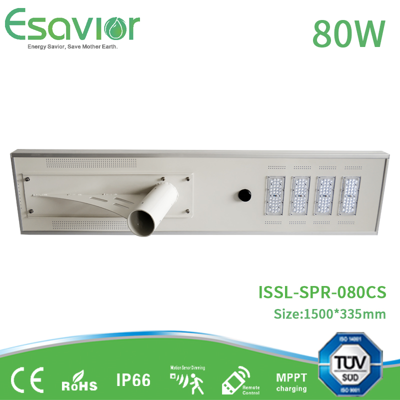 80W 100wp Solar Panel LED Solar Street Light All in One with Microwave Motion Sensor Light with Smart Iot &amp; CCTV Camera