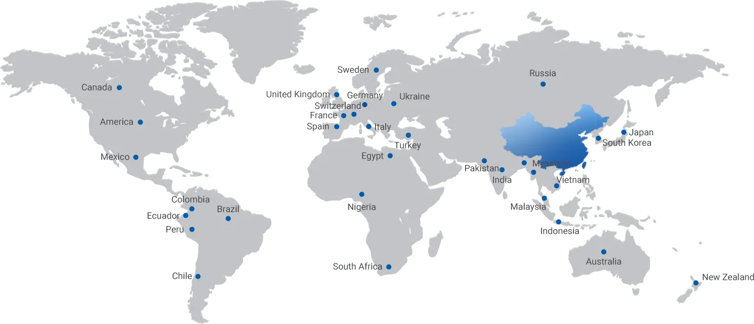 CO-NELE worldwide export map of mixing equipment deliveries