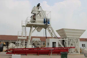 China 40m3/h Mobile concrete batching plant MBP10 Factory, Machine
