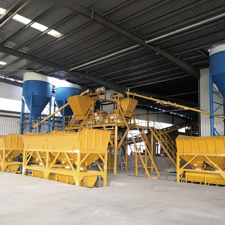 Concrete batching plant for producing permeable bricks