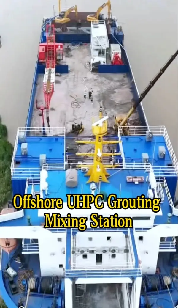 Offshore UHPC mixing plant for wind foundation anti-scour grouting